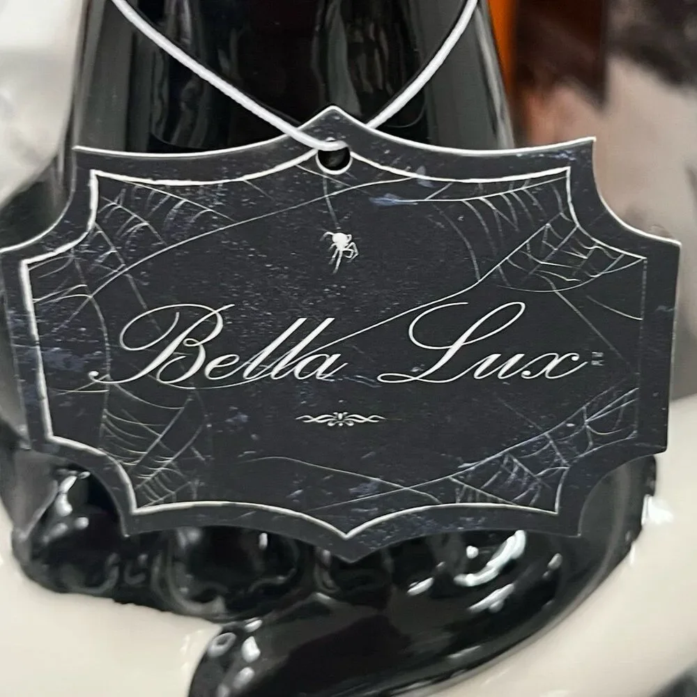 Bella Lux Halloween Black Cat Witch Crescent Moon Ceramic Figurine Decor